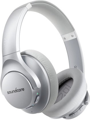 SOUNDCORE BY ANKER LIFE Q20 WITH HYBRID ACTIVE NOISE CANCELLATION ENABLED BLUETOOTH HEADSET  (SILVER, ON THE EAR)