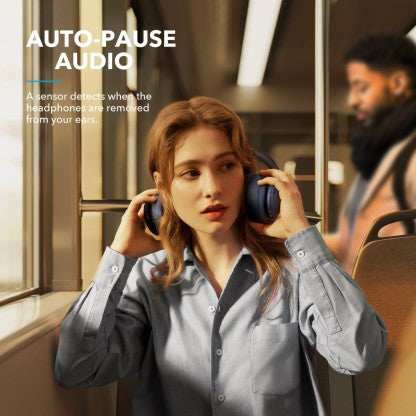SOUNDCORE BY ANKER LIFE Q35 WITH TARGETED ACTIVE NOISE CANCELLATION ENABLED BLUETOOTH HEADSET  (BLUE, ON THE EAR) [Like New]