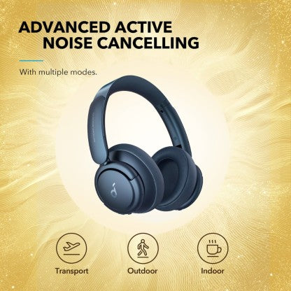 SOUNDCORE BY ANKER LIFE Q35 WITH TARGETED ACTIVE NOISE CANCELLATION ENABLED BLUETOOTH HEADSET  (BLUE, ON THE EAR) [Like New]