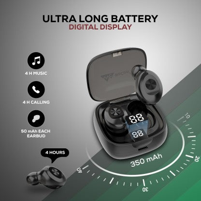 WECOOL MOONWALK M1 BLUETOOTH EARBUDS WITH 20 HOURS PLAY TIME AND DIGITAL DISPLAY CHARGING CASE, BLUETOOTH HEADSET WITH MIC, BLUETOOTH HEADPHONES (M1V2) BLUETOOTH HEADSET  (BLACK, TRUE WIRELESS)