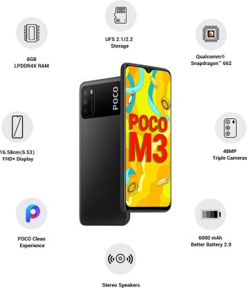 POCO M3 (Power Black, 64 GB)  (6 GB RAM)