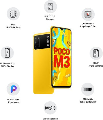 POCO M3 (Yellow, 64 GB)  (6 GB RAM)