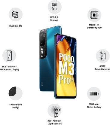 POCO M3 PRO 5G (COOL BLUE, 128 GB)  (6 GB RAM)