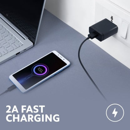 MI 10W FAST CHARGER COMBO FOR MI,REDMI,XIOMI DEVICES (MICROUSB - CABLE INCLUDED)  (BLACK, CABLE INCLUDED)