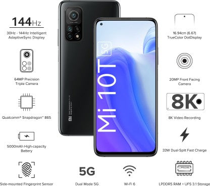 Mi 10T (Cosmic Black, 128 GB)  (8 GB RAM)