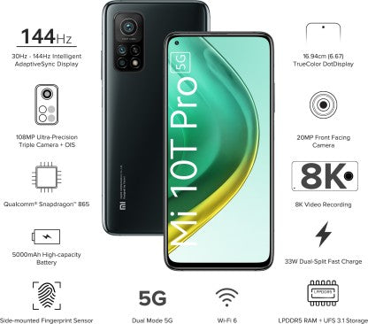 Mi 10T Pro (Cosmic Black, 128 GB)  (8 GB RAM)