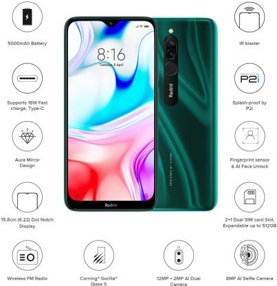 Redmi 8 (Emerald Green, 64 GB)  (4 GB RAM)