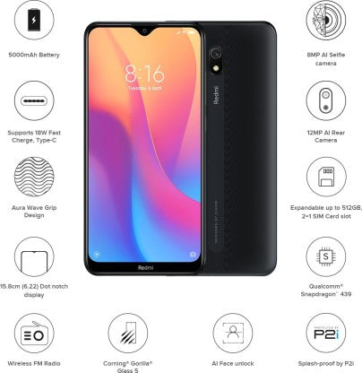 Redmi 8A (Midnight Black, 32 GB)  (3 GB RAM)