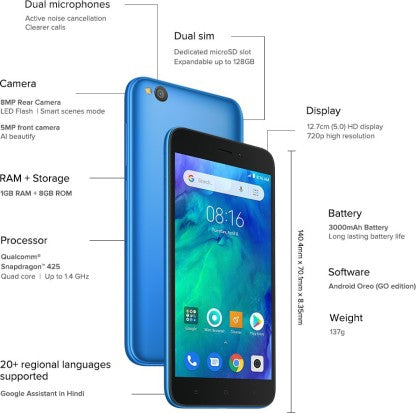 REDMI GO (BLUE, 8 GB)  (1 GB RAM)