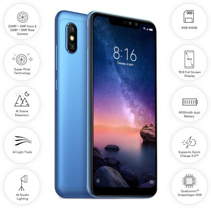 Redmi Note 6 Pro (Blue, 64 GB)  (4 GB RAM)