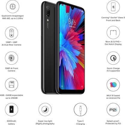 Redmi Note 7 (Onyx Black, 64 GB)  (4 GB RAM)