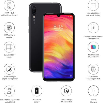 Redmi Note 7 Pro (Space Black, 128 GB)  (6 GB RAM)