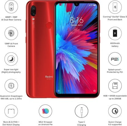 Redmi Note 7S (Ruby Red, 64 GB)  (4 GB RAM)