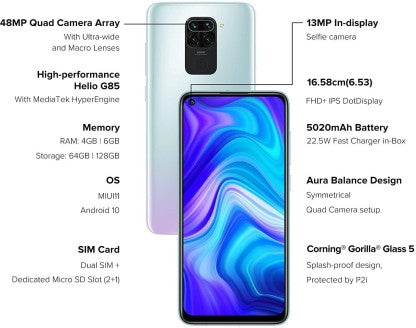 REDMI Note 9 (Arctic White, 64 GB)  (4 GB RAM)