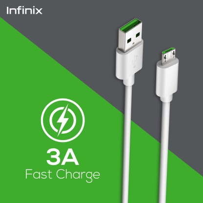 INFINIX MICRO USB CABLE 3 A 1 M MICRO USB CABLE (XD01)  (COMPATIBLE WITH MOBILE PHONE, TABLET, POWER BANKS, WHITE)
