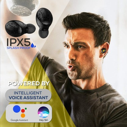 WECOOL MOONWALK MINI IN EAR BLUETOOTH EARBUDS WITH 16 HOURS PLAYTIME AND BATTERY INDICATOR CHARGING CASE BLUETOOTH HEADSETS WITH MIC BLUETOOTH HEADSET  (BLACK, TRUE WIRELESS)