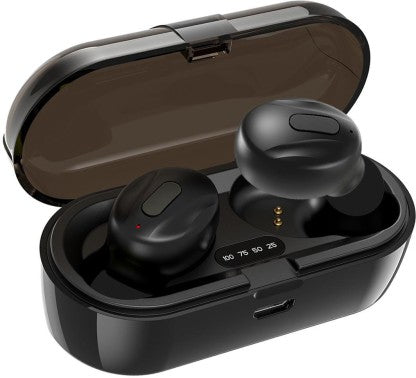 WECOOL MOONWALK MINI IN EAR BLUETOOTH EARBUDS WITH 16 HOURS PLAYTIME AND BATTERY INDICATOR CHARGING CASE BLUETOOTH HEADSETS WITH MIC BLUETOOTH HEADSET  (BLACK, TRUE WIRELESS)