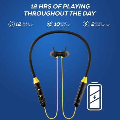 WECOOL NECKBAND WIRELESS HEADPHONES WITH 12 HOURS PLAY TIME BLUETOOTH HEADSET  (YELLOW, BLACK, IN THE EAR)