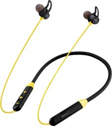 WECOOL NECKBAND WIRELESS HEADPHONES WITH 12 HOURS PLAY TIME BLUETOOTH HEADSET  (YELLOW, BLACK, IN THE EAR)