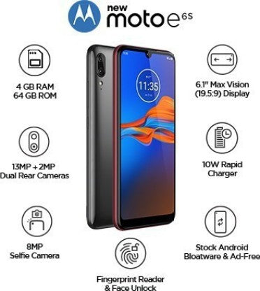 Moto E6s (Rich Cranberry, 64 GB)  (4 GB RAM)