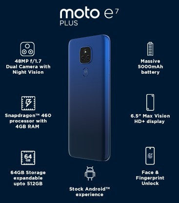 MOTOROLA E7 Plus (Misty Blue, 64 GB)  (4 GB RAM)