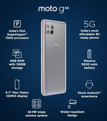 Moto G 5G (Frosted Silver, 128 GB)  (6 GB RAM)
