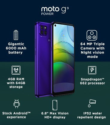 MOTOROLA G9 Power (Electric Violet, 64 GB)  (4 GB RAM)