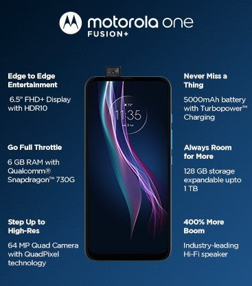 MOTOROLA One Fusion+ (Twilight Blue, 128 GB)  (6 GB RAM)