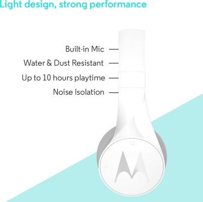 MOTOROLA PULSE ESCAPE WITH GOOGLE ASSISTANT BLUETOOTH HEADSET  (WHITE, ON THE EAR)