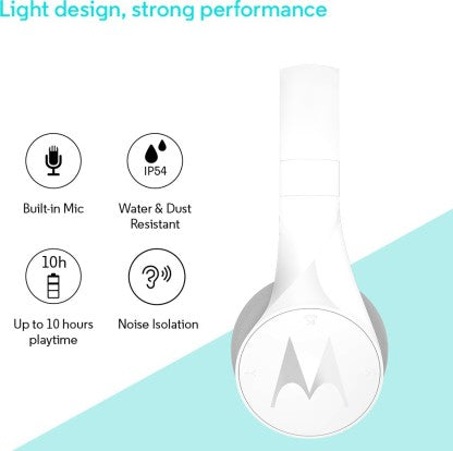 MOTOROLA PULSE ESCAPE WITH GOOGLE ASSISTANT BLUETOOTH HEADSET  (WHITE, ON THE EAR)