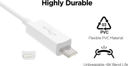 MOTOROLA MICRO USB CABLE 1 M SJ6462 1 METER  (COMPATIBLE WITH MOBILE PHONES, WHITE, ONE CABLE)