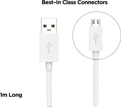 MOTOROLA MICRO USB CABLE 1 M SJ6462 1 METER  (COMPATIBLE WITH MOBILE PHONES, WHITE, ONE CABLE)