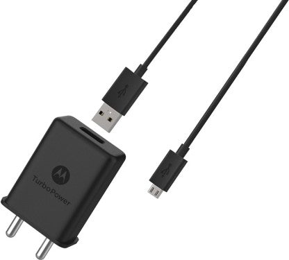 MOTOROLA 15 W 2.4 A MOBILE SJ5991 QUALCOMM 3.0 TURBOPOWER 15W 3.0 A CHARGER WITH DETACHABLE CABLE  (BLACK, CABLE INCLUDED)