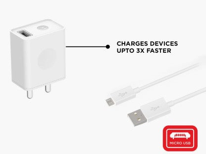 MOTOROLA 10 W 2 A MOBILE USB RAPID CHARGER WITH MICRO-USB DATA CABLE FAST CHARGING CHARGER WITH DETACHABLE CABLE  (WHITE, CABLE INCLUDED) [Like New]