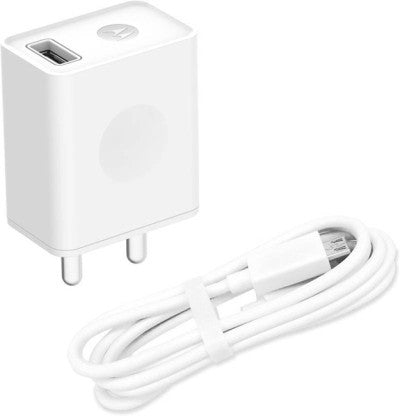 MOTOROLA 10 W 2 A MOBILE USB RAPID CHARGER WITH MICRO-USB DATA CABLE FAST CHARGING CHARGER WITH DETACHABLE CABLE  (WHITE, CABLE INCLUDED)