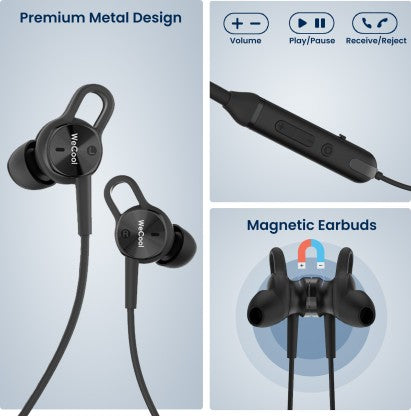 WECOOL N1 NECKBAND WITH 25 HOURS PLAYBACK,FASTCHARGING AND 13MM DRIVER,MAGNETIC EARBUDS BLUETOOTH HEADSET  (BLACK, IN THE EAR)