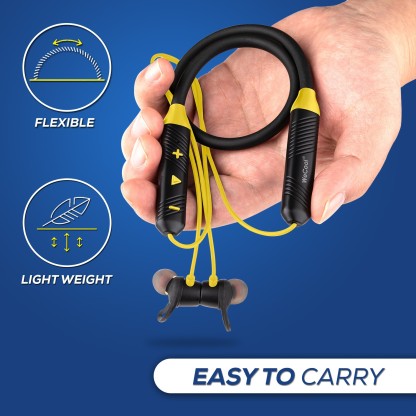 WECOOL NECKBAND WIRELESS HEADPHONES WITH 12 HOURS PLAY TIME BLUETOOTH HEADSET  (YELLOW, BLACK, IN THE EAR)