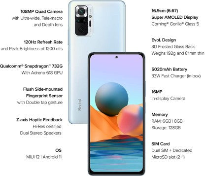 REDMI Note 10 Pro Max (Glacial Blue, 128 GB)  (8 GB RAM)