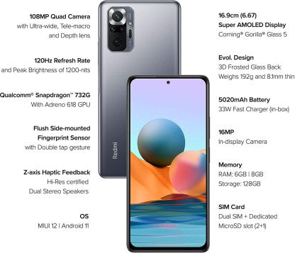 REDMI Note 10 Pro Max (Dark Night, 128 GB)  (6 GB RAM)