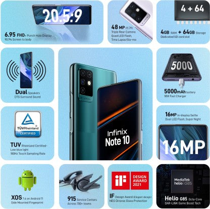 Infinix Note 10 (Emerald Green, 64 GB)  (4 GB RAM)
