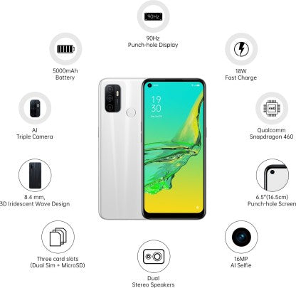 OPPO A53 (Fairy White, 128 GB)  (6 GB RAM)