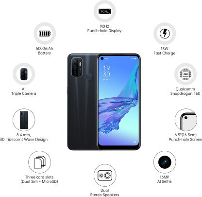 OPPO A53 (Electric Black, 64 GB)  (4 GB RAM)
