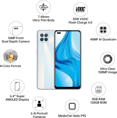 OPPO F17 PRO (METALLIC WHITE, 128 GB)  (8 GB RAM)
