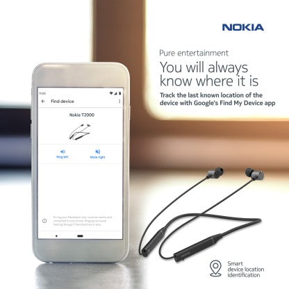 NOKIA T2000 RAPID CHARGE NECKBAND BLUETOOTH HEADSET  (MIDNIGHT BLACK, IN THE EAR)