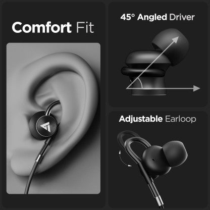 BOULT AUDIO BASSBUDS LOOP WIRED HEADSET  (BLACK, IN THE EAR)