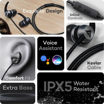 BOULT AUDIO BASSBUDS X1 WIRED HEADSET  (BLACK, IN THE EAR)