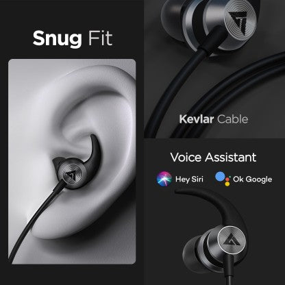 BOULT AUDIO BASSBUDS X1 WIRED HEADSET  (BLACK, IN THE EAR)