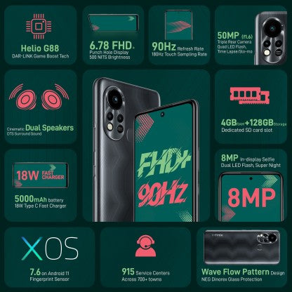 [Like New] INFINIX HOT 11S (POLAR BLACK, 128 GB)  (4 GB RAM)