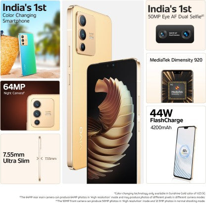 VIVO V23 5G (SUNSHINE GOLD, 256 GB)  (12 GB RAM) [Like New]