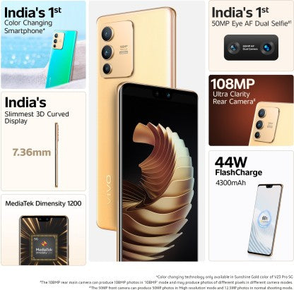 VIVO V23 PRO 5G (SUNSHINE GOLD, 128 GB)  (8 GB RAM) [Like New]